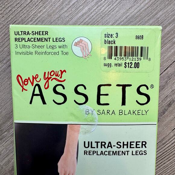 Spanx Love Your Assets 3 Replacement Legs Black Ultra Sheer Womens Nylons New - Picture 2 of 6